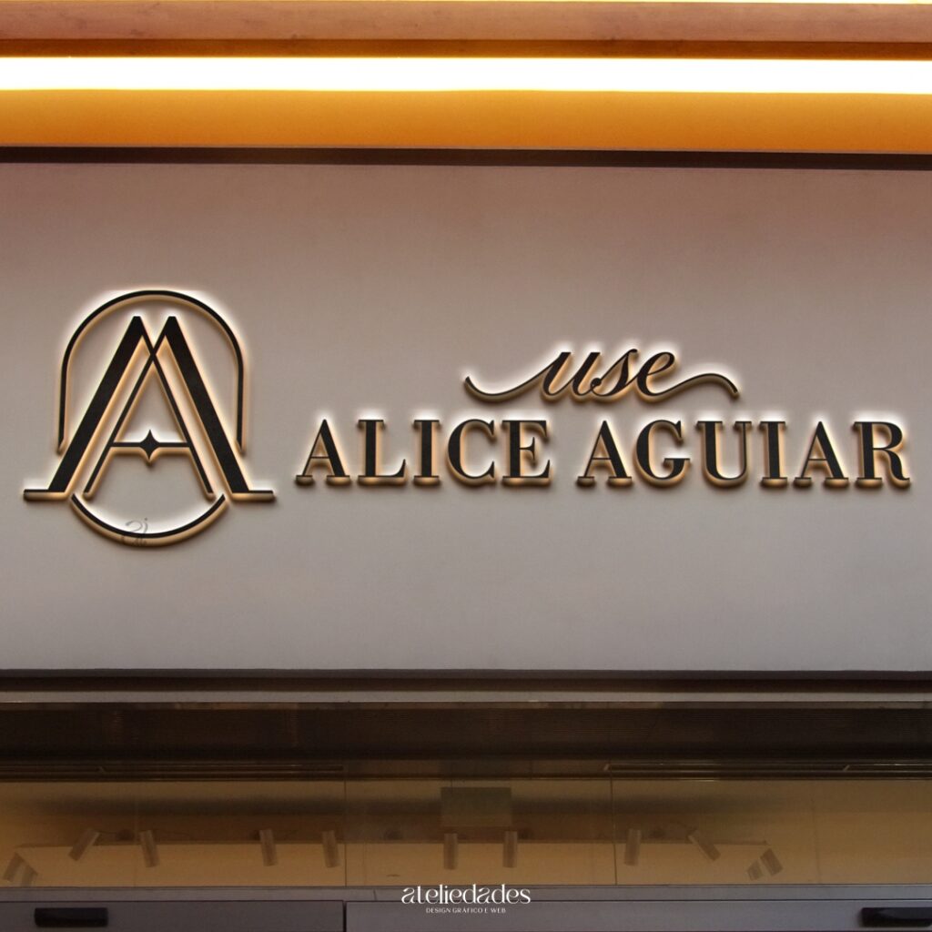 logotipo loja de roupas moda feminina use alice aguiar